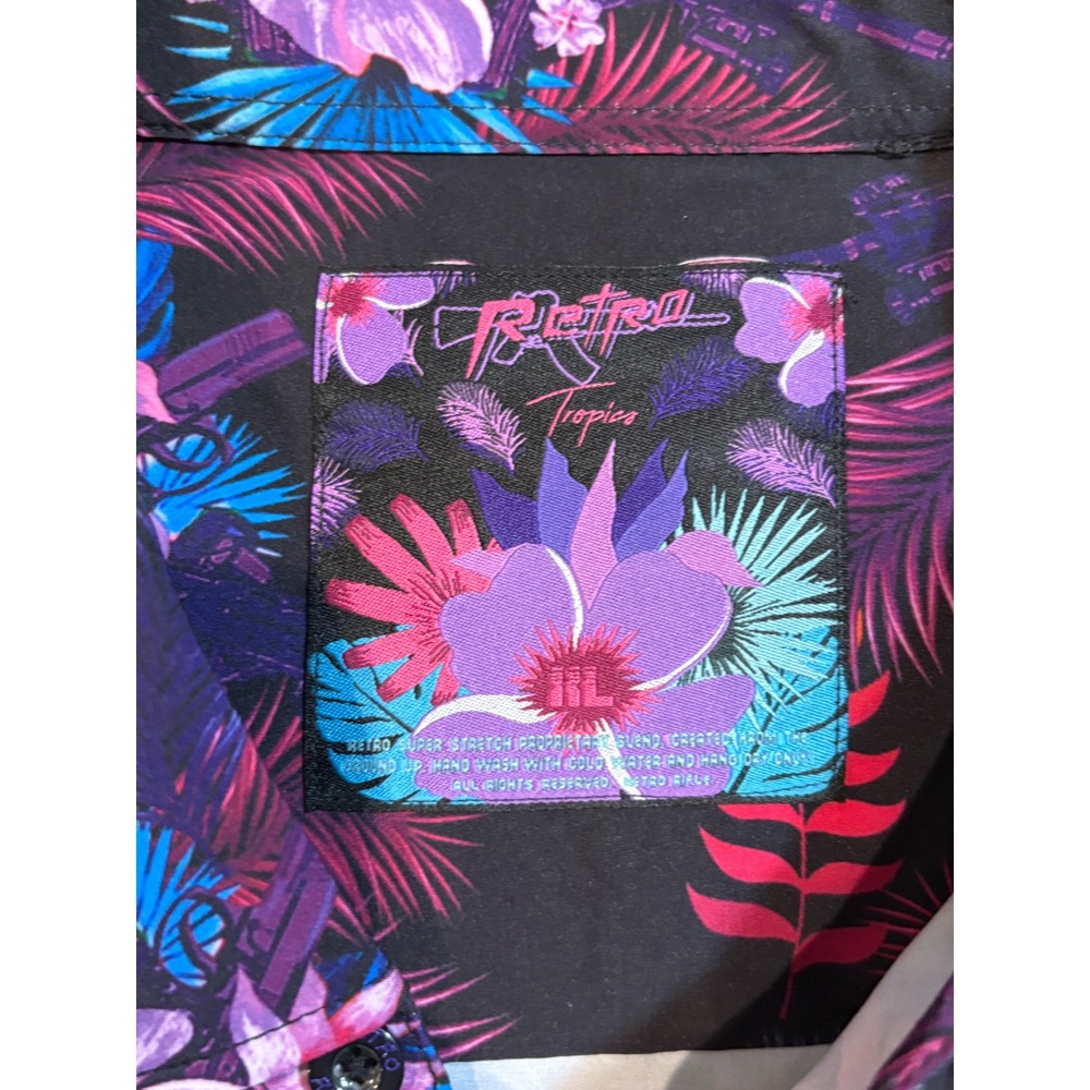 Retrofit Tropics Floral Button Up Hawaiian Shirt Short Sleeve Colorful XL - Picture 4 of 6